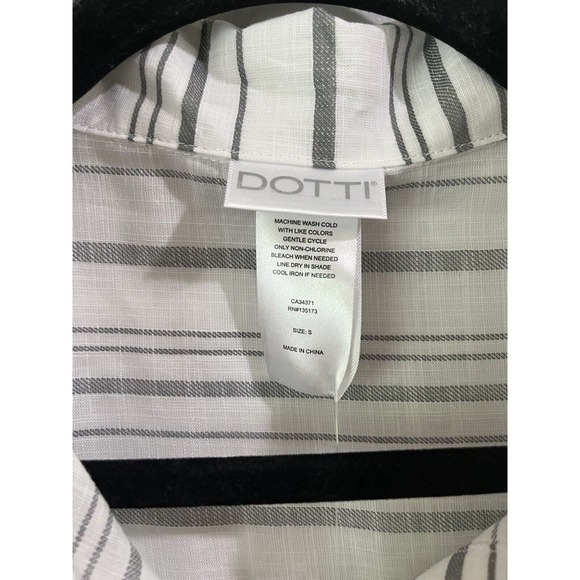 NWT Dotti Baja White Gray Striped Cotton Button Up Dress Swim Cover-up Sz Small - Picture 8 of 9